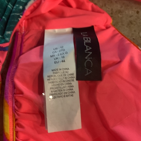 NWOT LA BLANCA Isla Printed Flutter Sleeve Bikini Top Size 14 - Picture 7 of 8